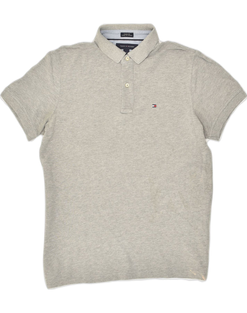 TOMMY HILFIGER Mens Custom Fit Polo Shirt Medium Grey Cotton | Vintage Tommy Hilfiger | Thrift | Second-Hand Tommy Hilfiger | Used Clothing | Messina Hembry 