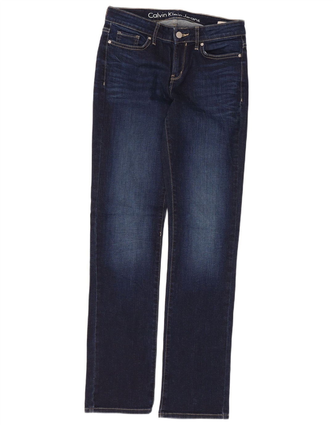 Calvin Klein Womens Straight Jeans W27 L32 Navy Blue Cotton