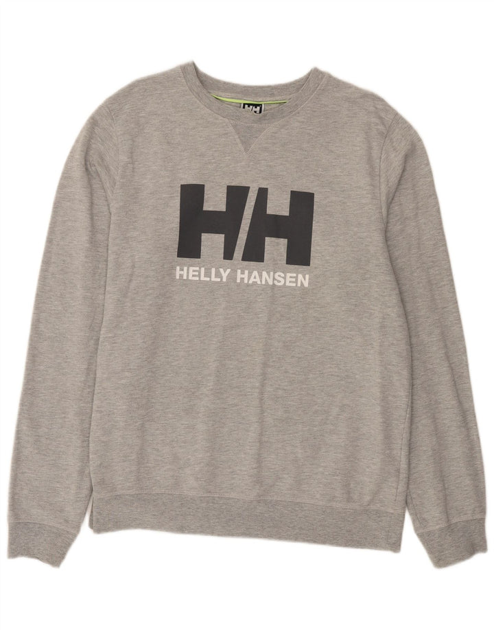 Helly Hansen Mens Graphic Sweatshirt Jumper XL Grey Flecked Cotton