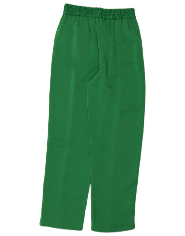 Zara Womens Straight Casual Trousers Small W26 L28 Green Polyester
