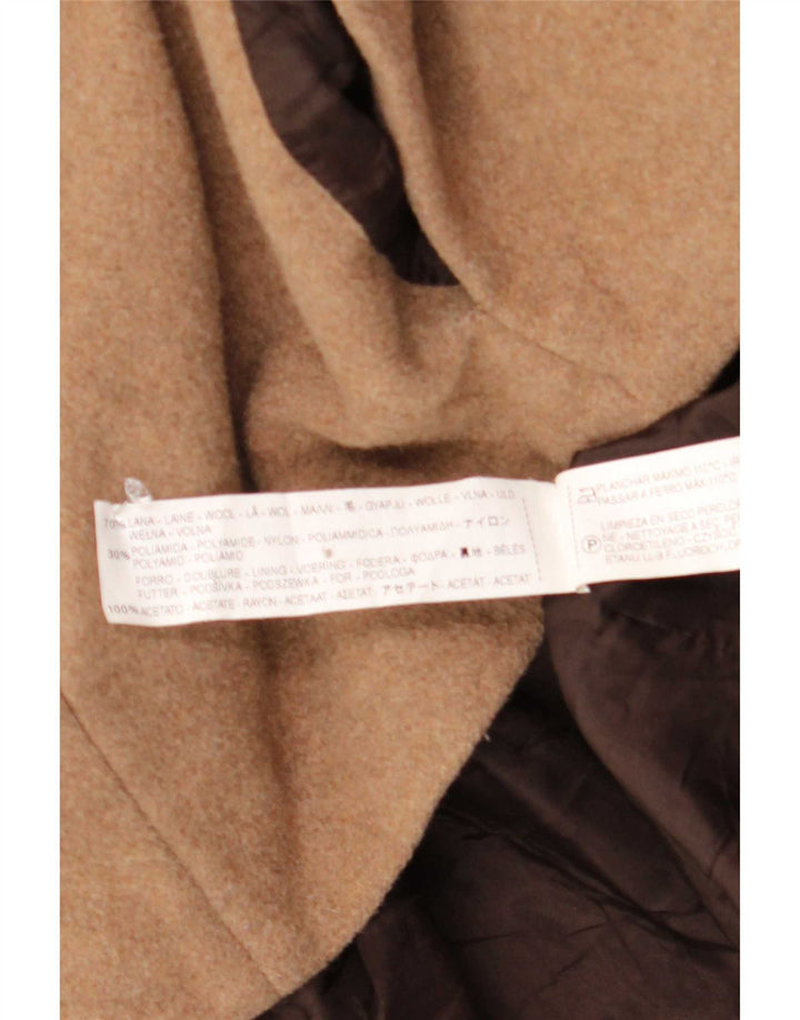 Zara Womens Pea Coat UK 14 Large Brown Wool