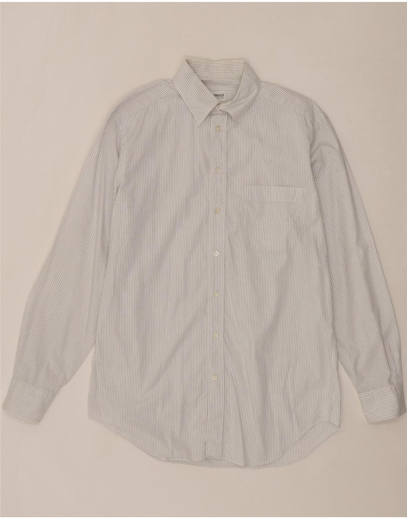 ARMANI COLLEZIONI Mens Shirt Medium White Pinstripe Vintage Armani Collezioni and Second-Hand Armani Collezioni from Messina Hembry 