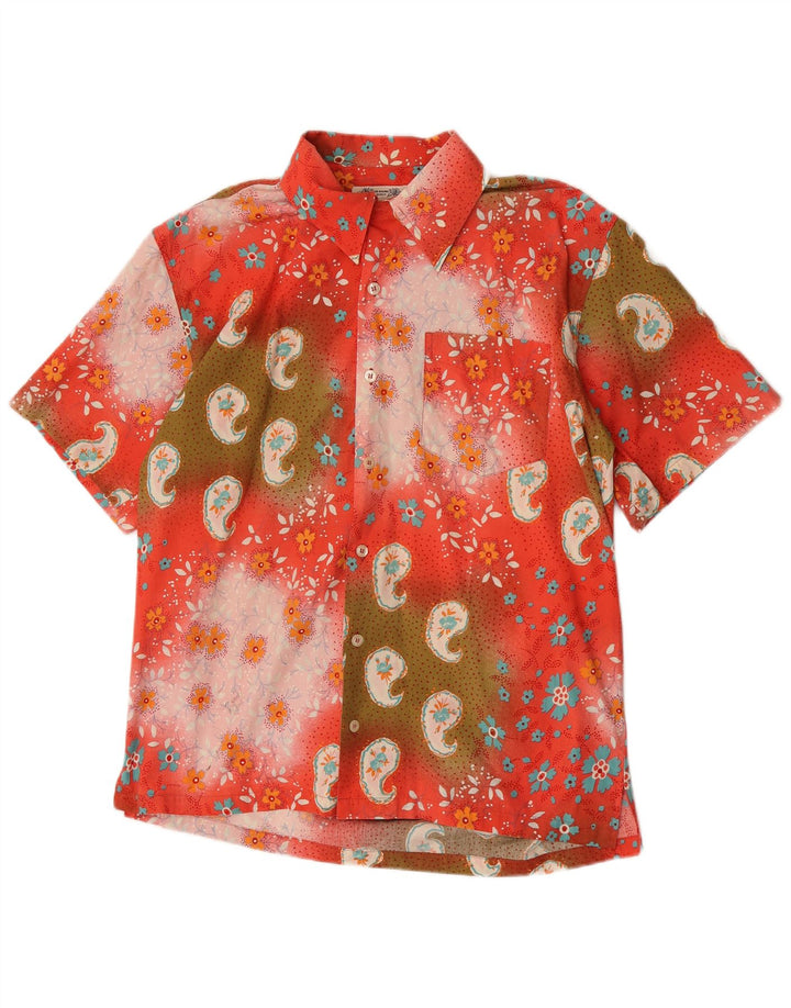 TIPO' S Mens Short Sleeve Shirt XL Red Paisley Cotton