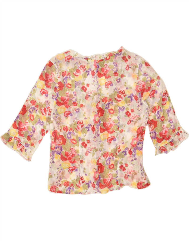 BENETTON Womens Short Sleeve Shirt Blouse UK 10 Small Multicoloured Floral | Vintage Benetton | Thrift | Second-Hand Benetton | Used Clothing | Messina Hembry 