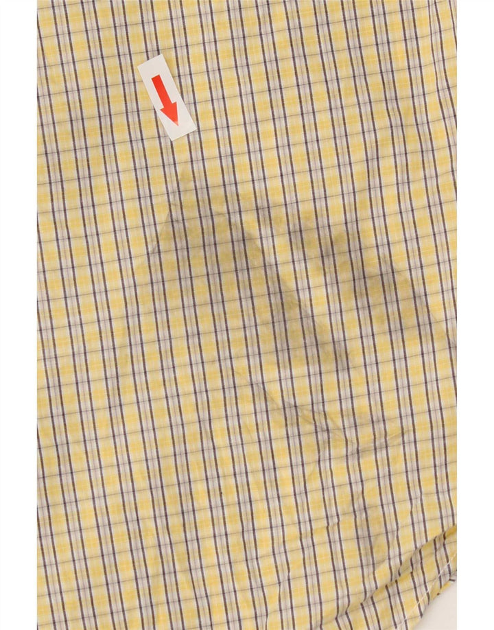 Nautica Mens Short Sleeve Shirt Large Yellow Check Cotton