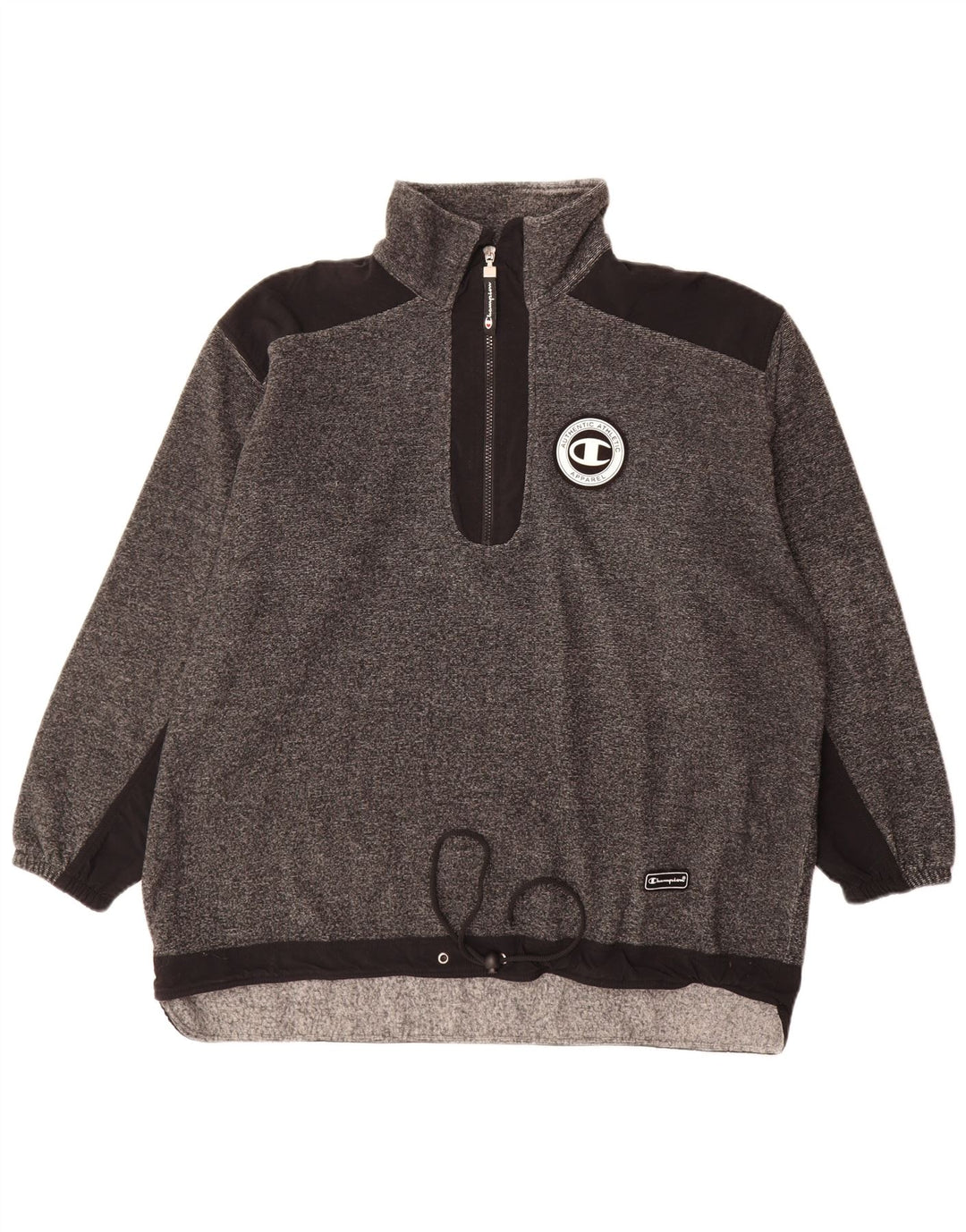 Champion Mens Zip Neck Sweatshirt Jumper Large Grey Flecked Polyester