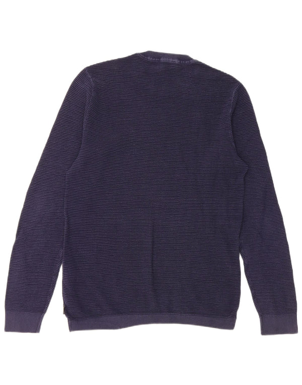 Jack & Jones Mens Crew Neck Jumper Sweater Small Navy Blue Pinstripe