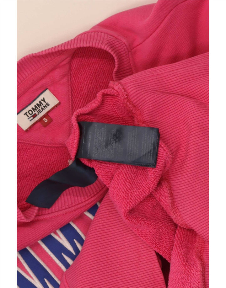 Tommy Hilfiger Womens Graphic Oversized Sweatshirt Jumper UK 10 Small Pink