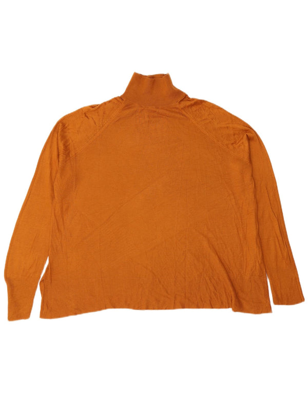 Zara Womens Oversized Turtle Neck Jumper Sweater UK 16 Large Brown Viscose