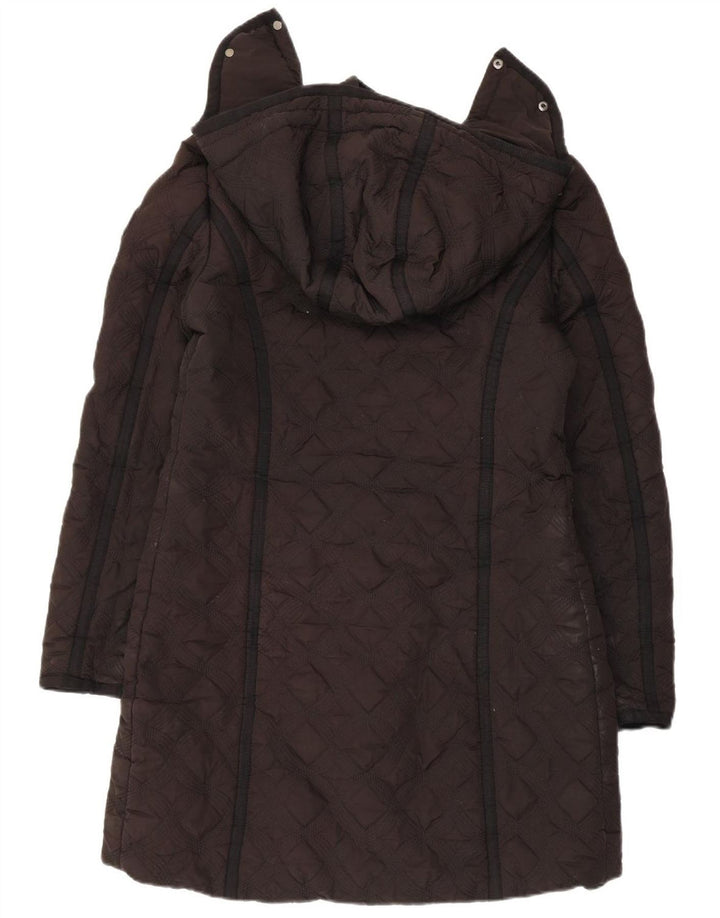 Desigual Womens Hooded Quilted Padded Coat EU 44 XL Black Polyester