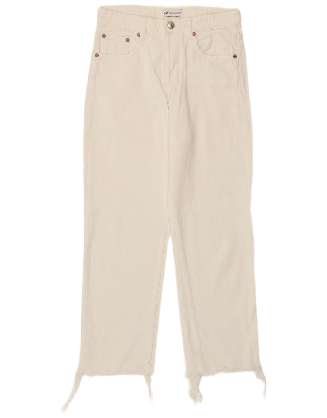 Zara Womens Straight Jeans EU 38 Small W28 L26 White Cotton