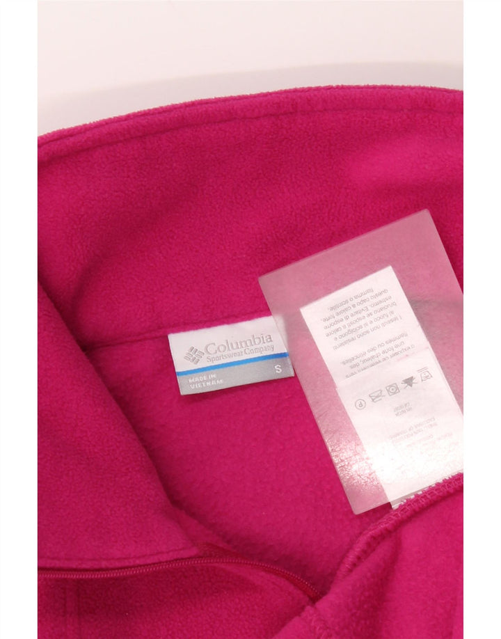 Columbia Womens Zip Neck Fleece Jumper UK 10 Small Pink Polyester