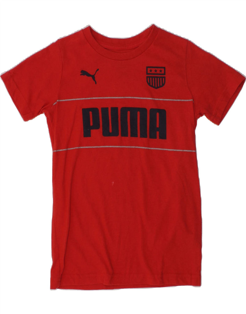 PUMA Boys Graphic T-Shirt Top 5-6 Years Red Cotton | Vintage Puma | Thrift | Second-Hand Puma | Used Clothing | Messina Hembry 