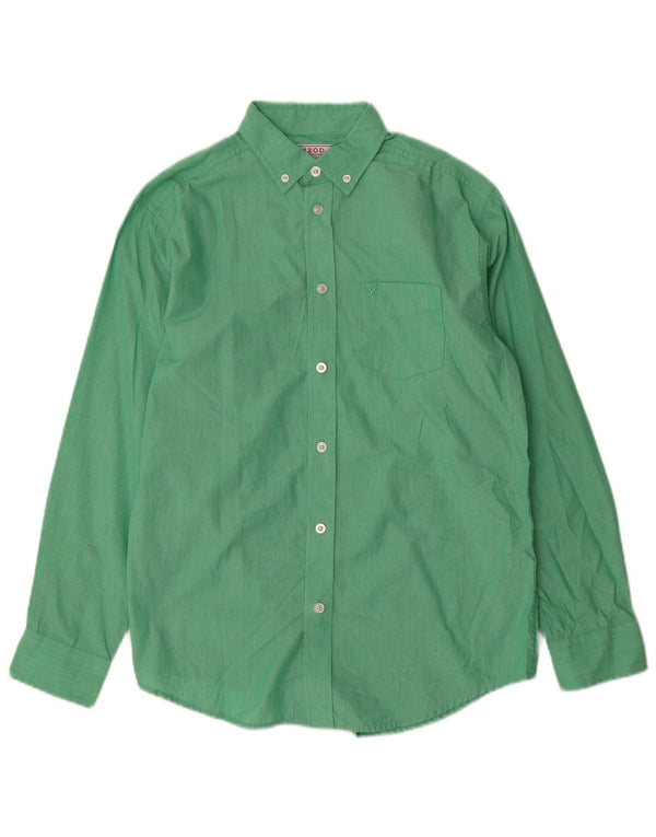 Izod Boys Regular Shirt 14-15 Years Large Green Pinstripe Cotton