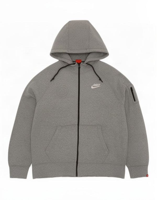 Nike Mens Zip Hoodie Sweater Large Grey Cotton