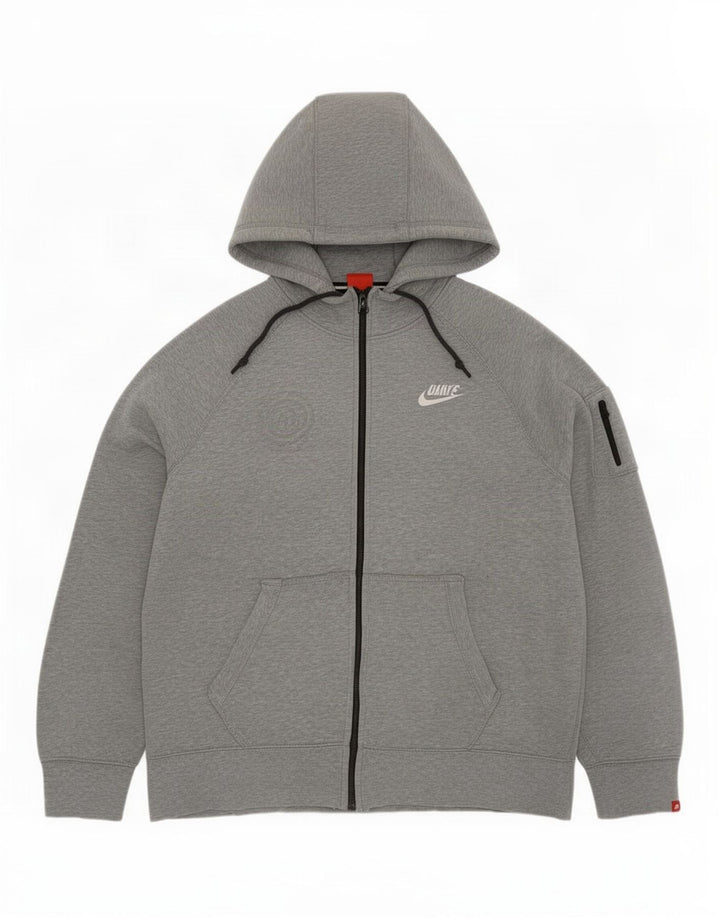 Nike Mens Zip Hoodie Sweater Large Grey Cotton