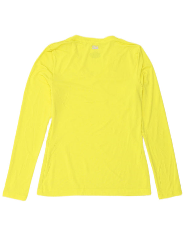 Fila Womens Top Long Sleeve UK 10 Small Yellow Polyester