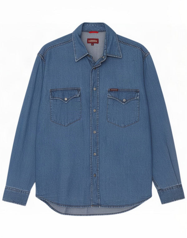 Carrera Mens Denim Shirt Medium Blue Cotton