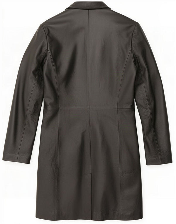 Conbipel Womens Leather Coat IT 42 Medium Black Classic