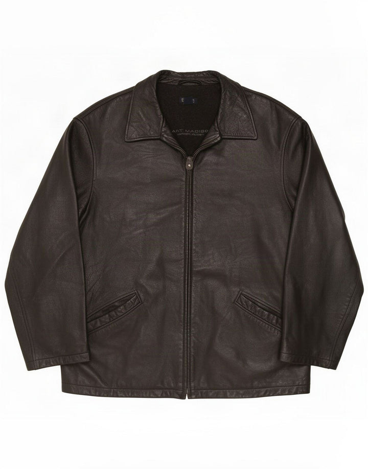 Gant Mens Madison Leather Jacket UK 42 XL Black