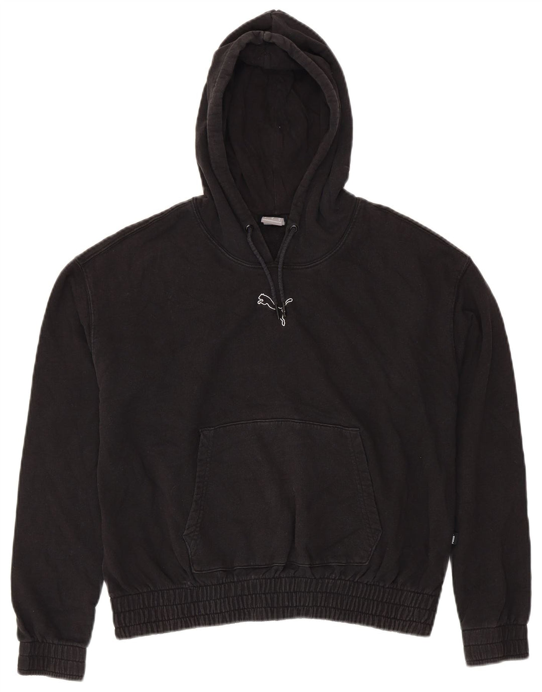 PUMA Womens Oversized Hoodie Jumper UK 14 Medium Black Cotton