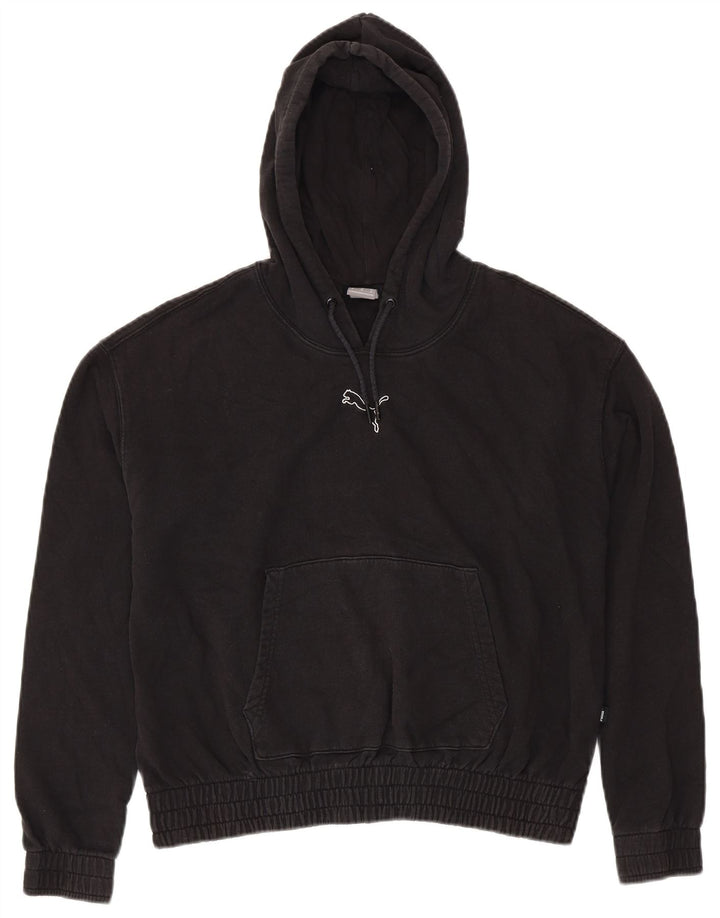 PUMA Womens Oversized Hoodie Jumper UK 14 Medium Black Cotton