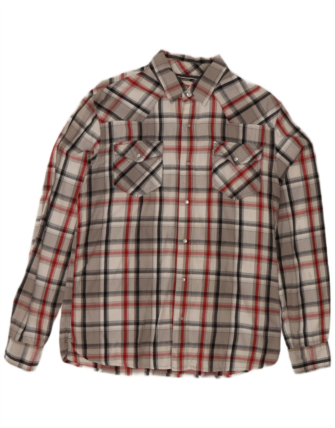 Levi's Mens Flannel Shirt Medium Grey Check Cotton