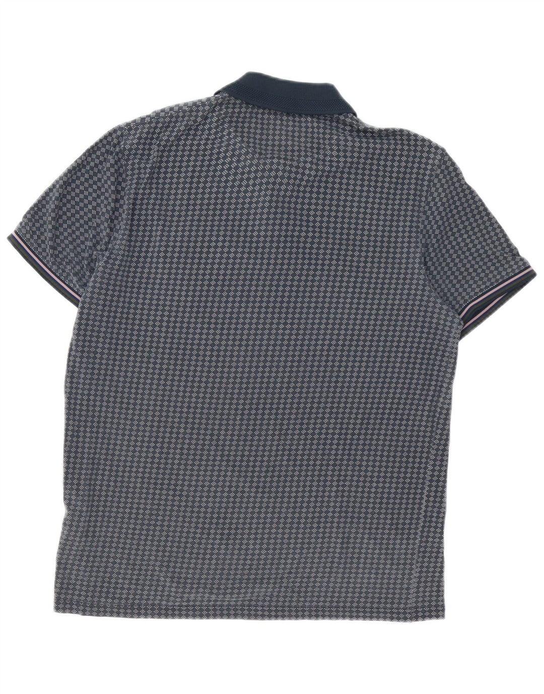 Ted Baker Mens Polo Shirt Size 3 Medium Navy Blue Geometric