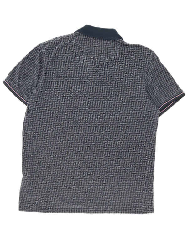 Ted Baker Mens Polo Shirt Size 3 Medium Navy Blue Geometric
