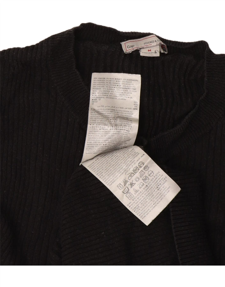 Gap Womens Knit Regular Fit Top Long Sleeve UK 12 Medium Black Viscose