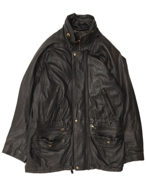 Pierre Cardin Mens Leather Jacket UK 42 XL Black