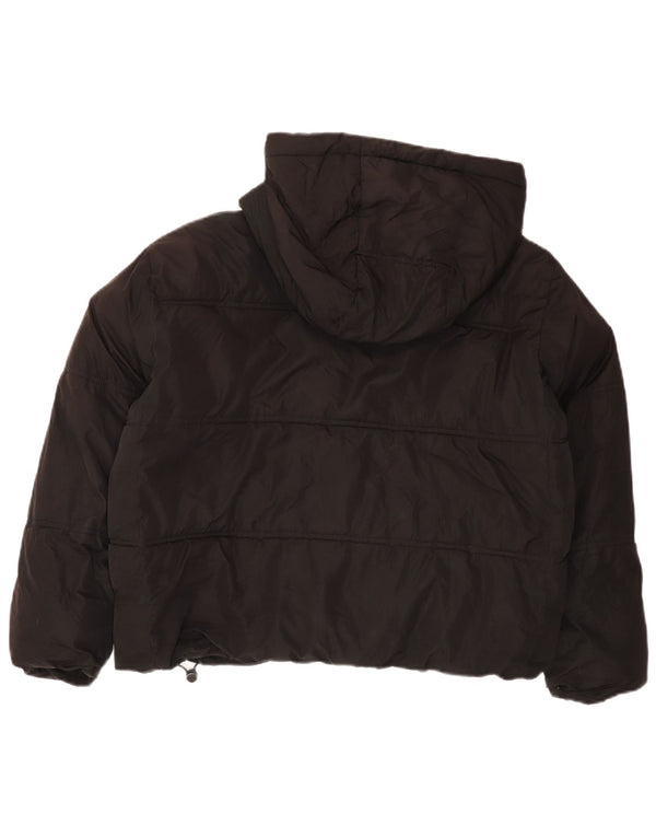 Zara Womens Hooded Oversized Padded Jacket UK 14 Medium Black Polyester