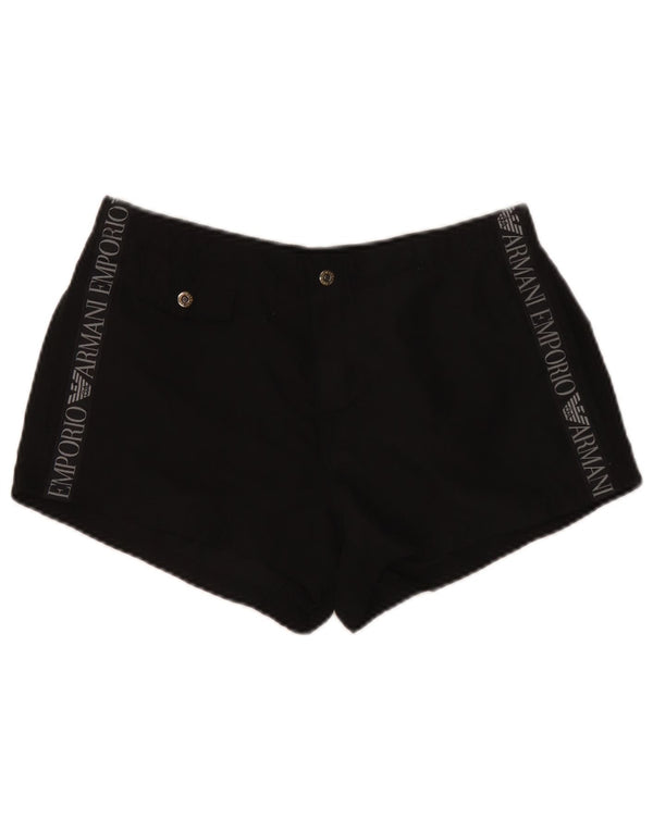 Emporio Armani Womens Graphic Casual Shorts W30 Medium Black Polyester