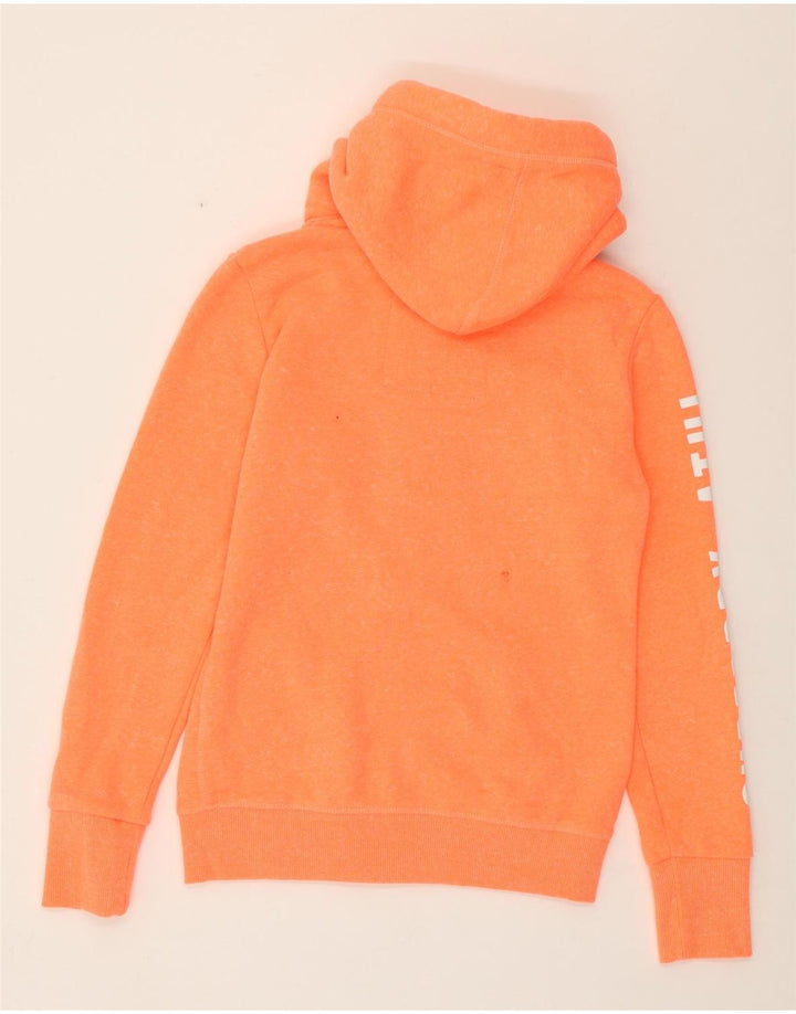 SUPERDRY Womens Graphic Zip Hoodie Sweater UK 10 Small Orange Flecked