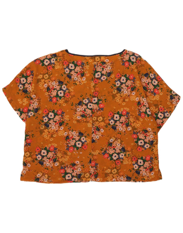 Marks & Spencer Womens Oversized Blouse Top UK 18 XL Orange Floral