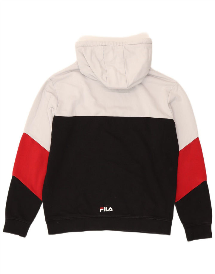 Fila Mens Hoodie Jumper Medium Black Colourblock Cotton