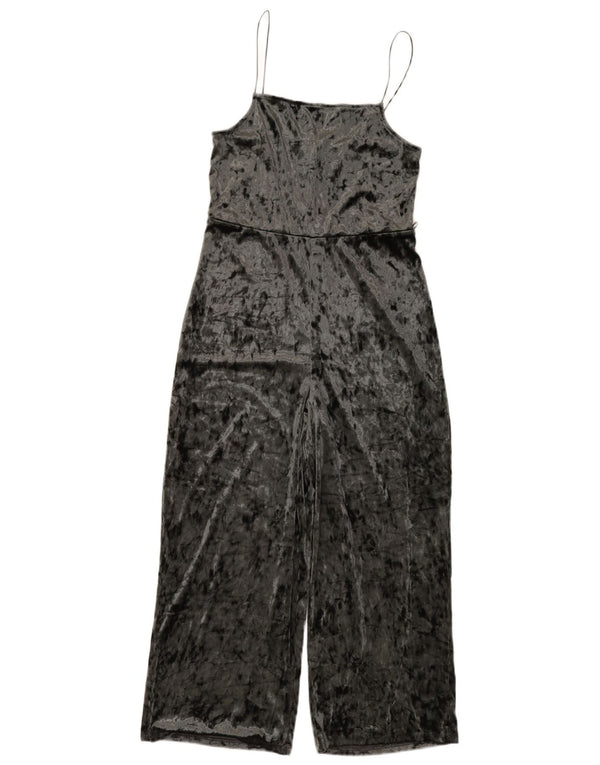 Topshop Womens Velour Jumpsuit UK 10 Small Grey Polyester