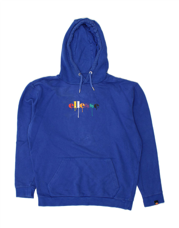 ELLESSE Mens Loose Fit Graphic Hoodie Jumper Small Blue Cotton Vintage Ellesse and Second-Hand Ellesse from Messina Hembry 
