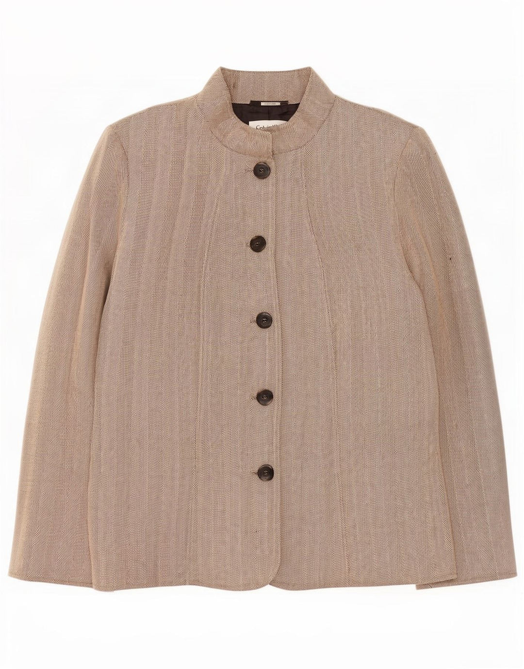 Calvin Klein Womens 5 Button Blazer Jacket US 14 XL Beige Herringbone Rayon