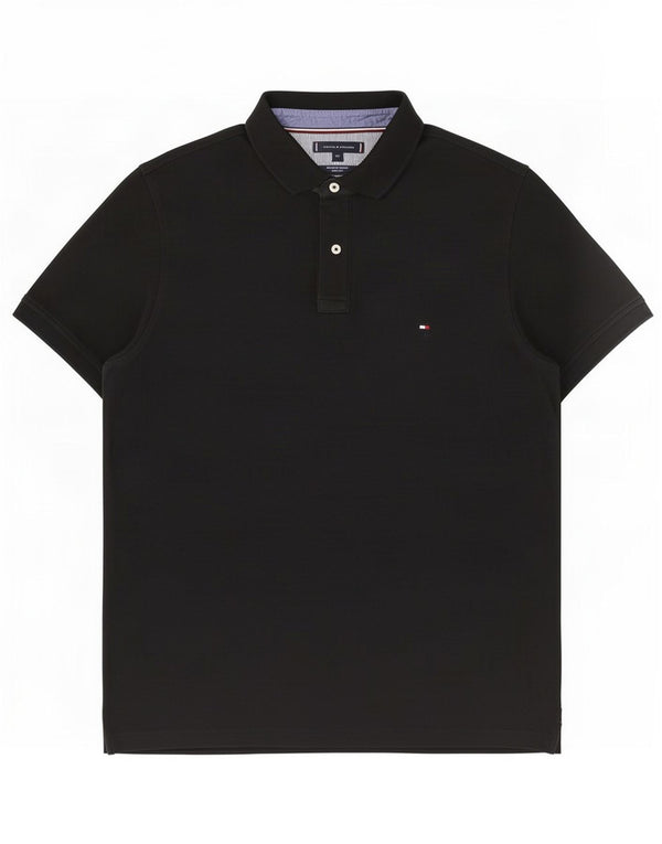 Tommy Hilfiger Mens Slim Fit Polo Shirt 2XL Black Cotton