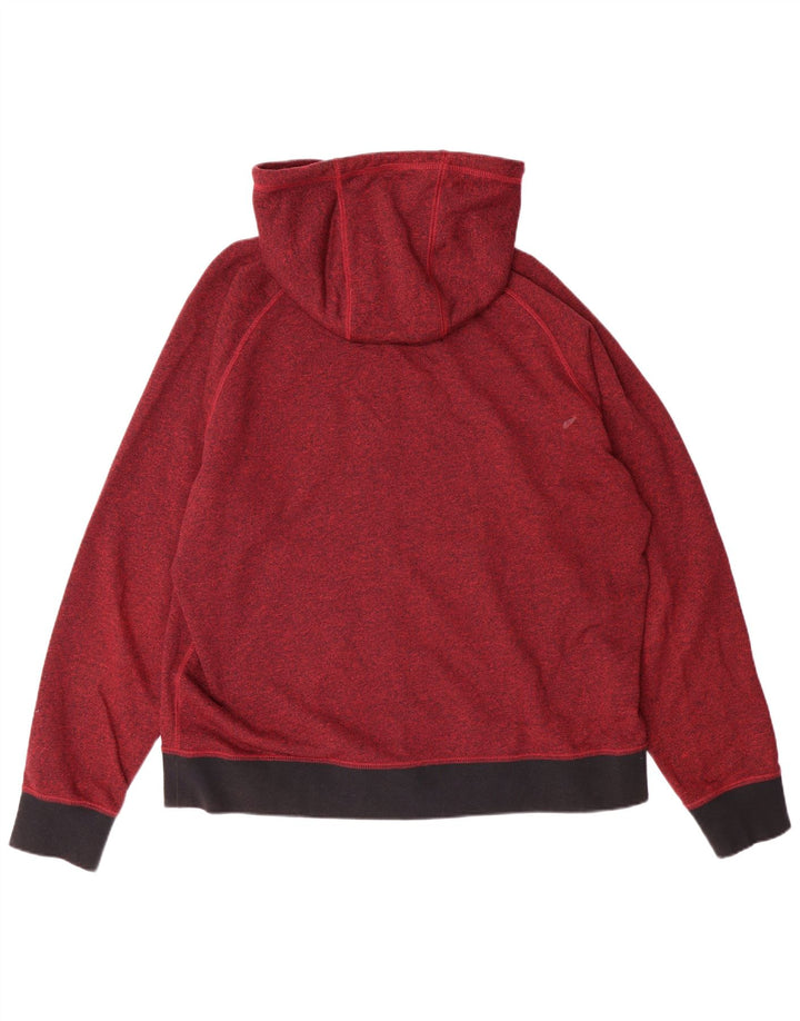 NIKE Mens Zip Hoodie Sweater XL Burgundy Colourblock Cotton