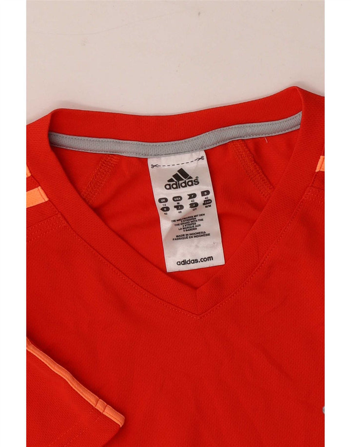 Adidas Womens T-Shirt Top UK 14 Medium Red Polyester Sports