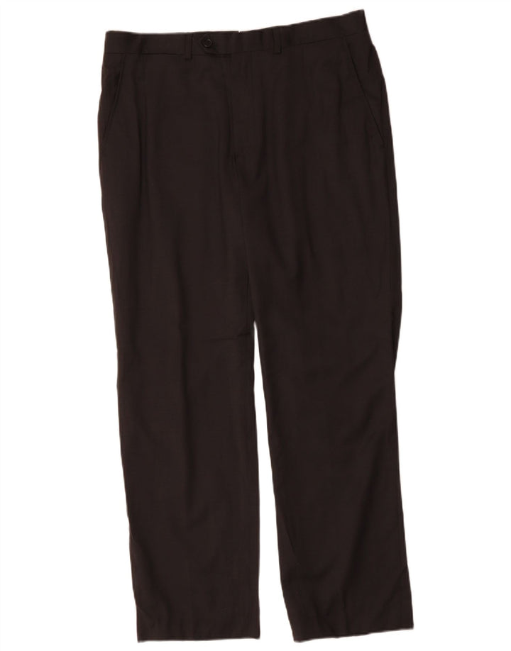 MASSIMO DUTTI Mens Straight Suit Trousers EU 42 Large W32 L32 Black Wool