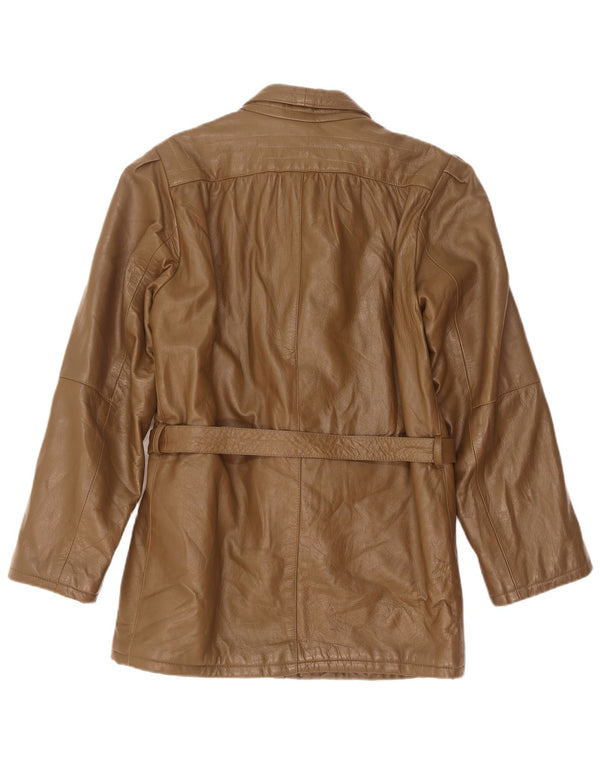 Vintage Womens Leather Jacket IT 42 Medium Khaki