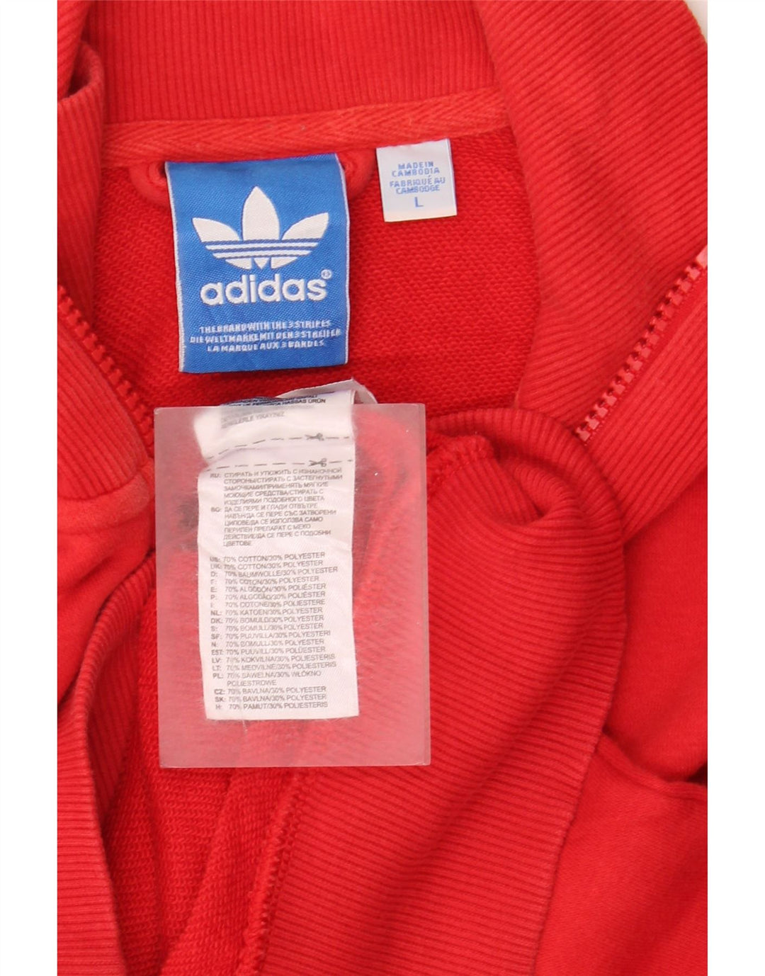 Adidas Mens Graphic Tracksuit Top Jacket Large Red Cotton