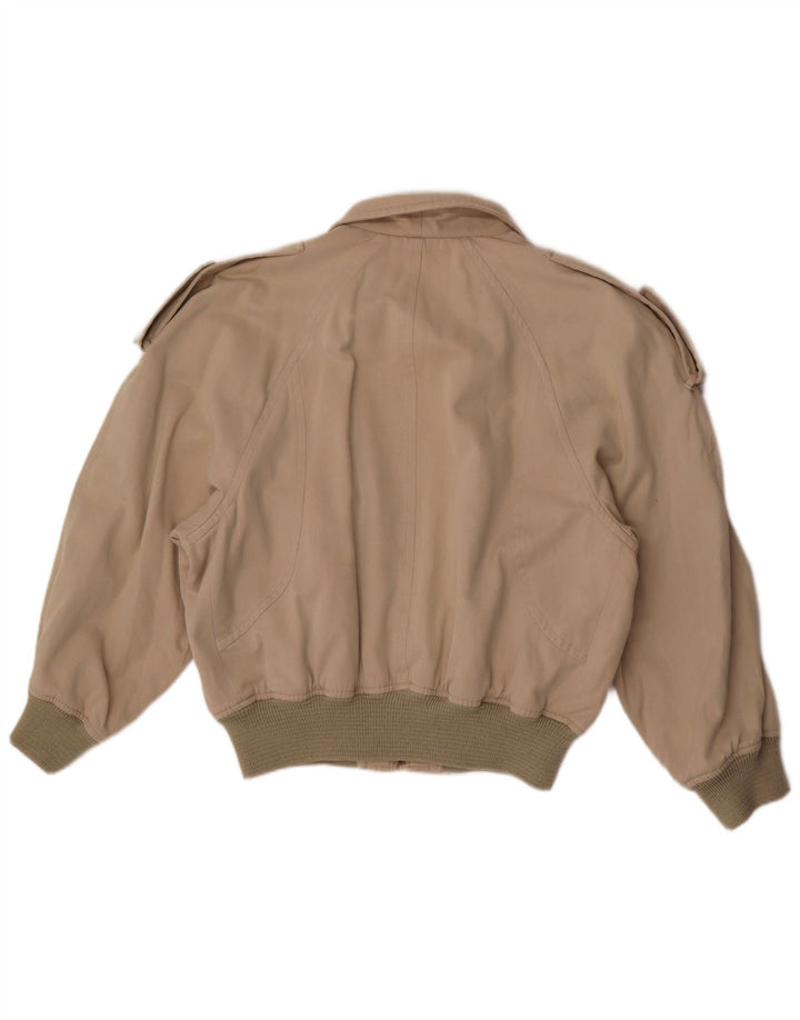 Vintage Mens Military Bomber Jacket UK 38 Medium Beige Cotton