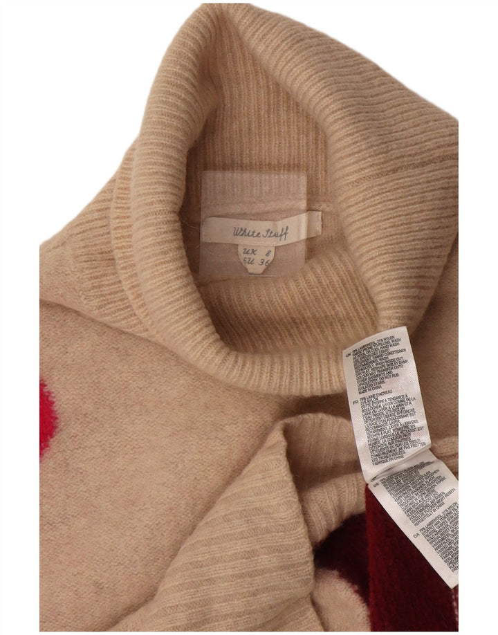 White Stuff Womens Roll Neck Jumper Sweater UK 8 Small Beige Colourblock