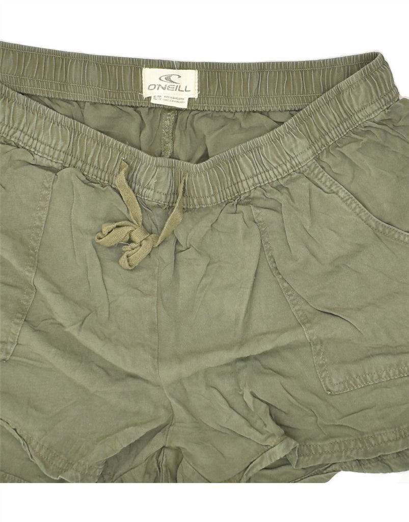 O'NEILL Womens Hot Pants UK 18 XL W36 Green Viscose | Vintage O'Neill | Thrift | Second-Hand O'Neill | Used Clothing | Messina Hembry 