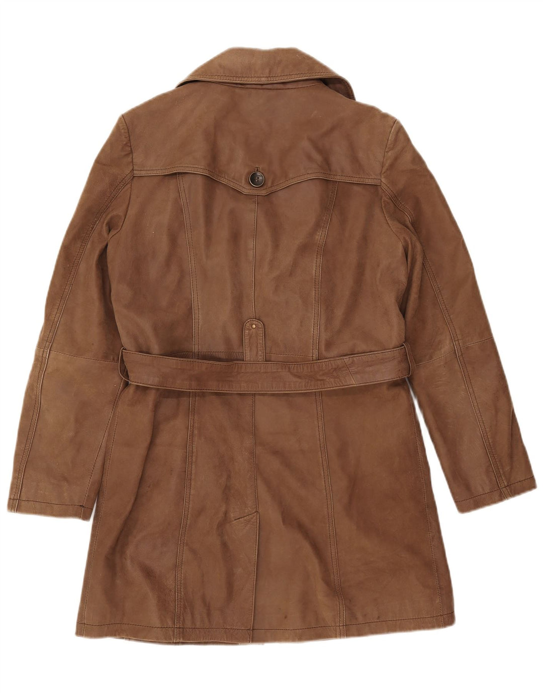 HEINE Womens Leather Coat IT 38 XS Brown Leather