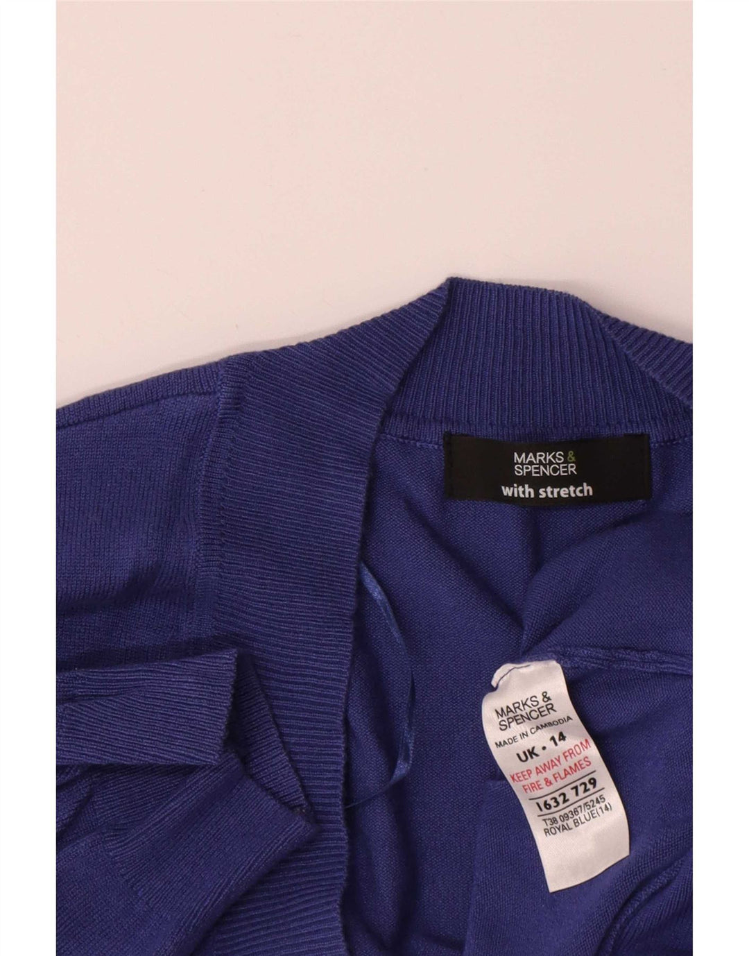 Marks & Spencer Womens Short Sleeve Cardigan Sweater UK 14 Medium Navy Blue